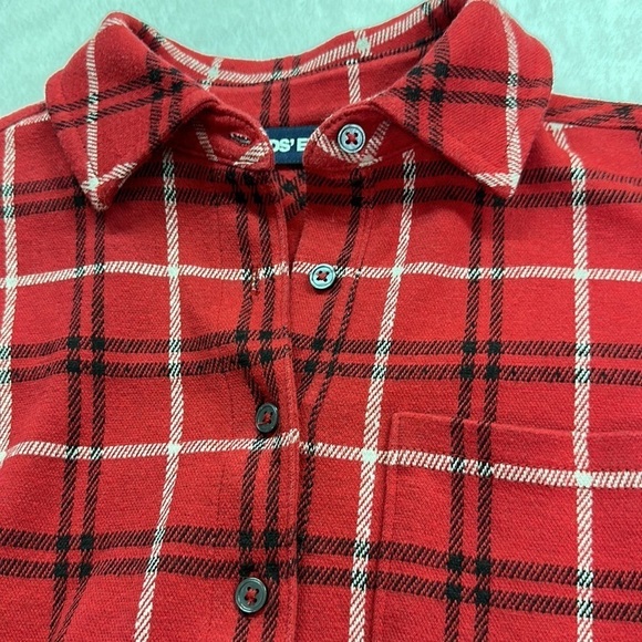 Lands End Plaid Cotton Blend 1/4 Button Down Long-sleeved Top Small (6-8) - Picture 9 of 12